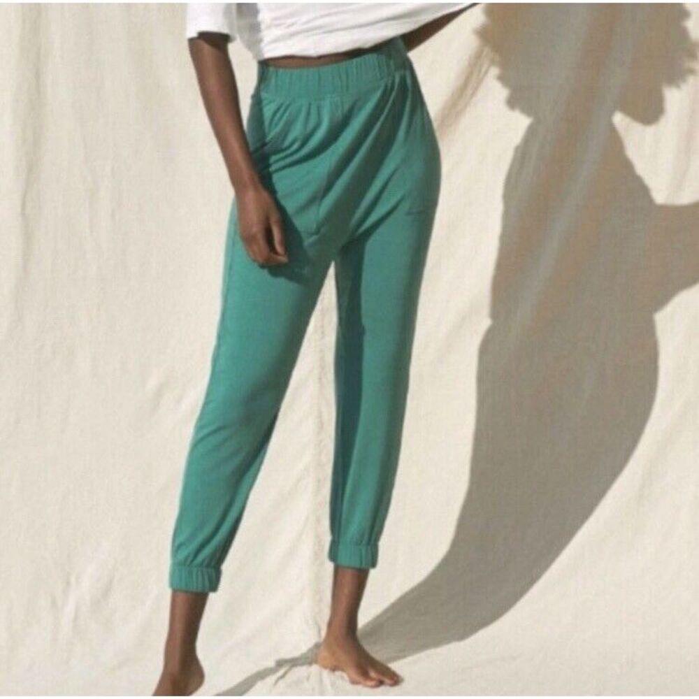 NEW Lunya Soft Modal Draped Joggers Myrtle Green Lounge Pants‎ $118 Sz XS